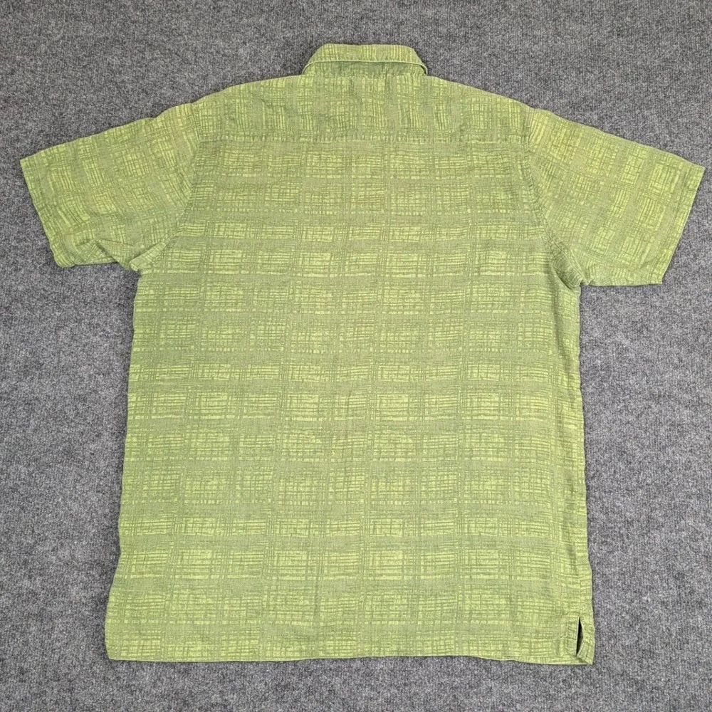 The North Face Mens XL Green Hemp Blend Grid Short Sleeve Button Down Shirt